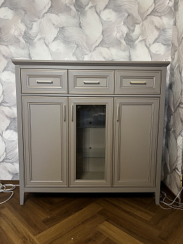 Тумба-витрина Classic глиняный серый KOM1W2D3S