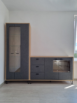 Тумба-витрина Grace дуб наварра/графит