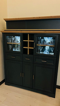 Витрина с подсветкой Jasmin графит/дуб артизан