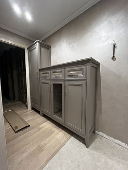 Тумба-витрина Classic глиняный серый KOM1W2D3S